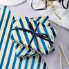 1Pc Gift Wrapping Paper Roll - Blue and Gold Stripes, Perfect for Birthdays, Holidays, Weddings, Christmas and Various Occasions.
