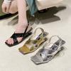Fashion Women Square Toe Heeled Sandals Casual Shoes Woman Slippers Slingback Summer 2025 Trend Dress Designer Pumps Shallow Sandalias