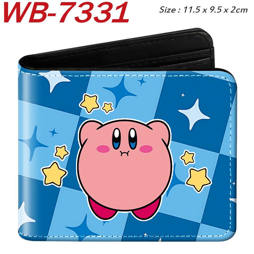 Kirby Short Trifold Wallet Cute Kawaii Anime Pink Mini Coin Purse for Women Girls Students 1pcs
