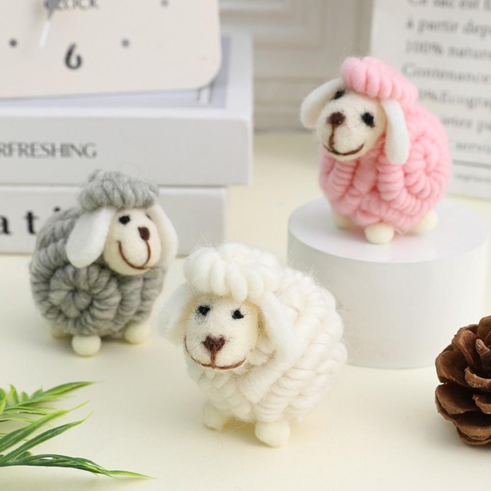 Nordic Style Lamb Ornament Wool Felt Cartoon Sheep Doll Gifts Christmas Sheep Figurine  Home Decor