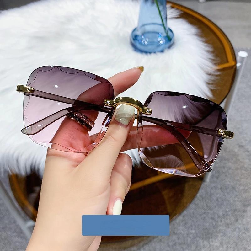 

Square Rimless Fashion Sunglasses for Women Men Summer Gradient Sun Shades for Vacation Beach TravelNot Include Glasses Case