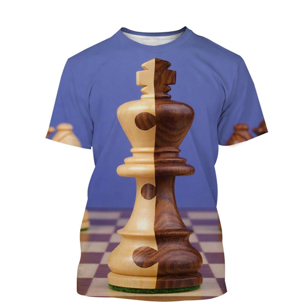 Newest Chess Game 3D Printing T Shirt Checkerboard Style Men's and Women's Casual Short-Sleeved T-Shirts