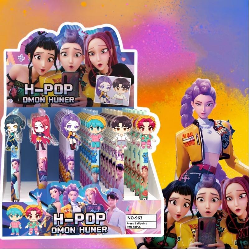 6/12/24/48 Pcs Kpop Demon Hunters Cute 0.5Mm Black Gel Pens Kawaii Cartoon Anime Peripherals Stationery School Supplies Gifts