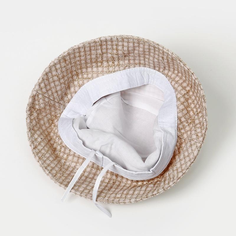 Korean Casual Versatile Hat for Women In Autumn and Winter New Windproof Fisherman Hat Fashionable Plaid Big Head Circumference Face Small Basin Hat