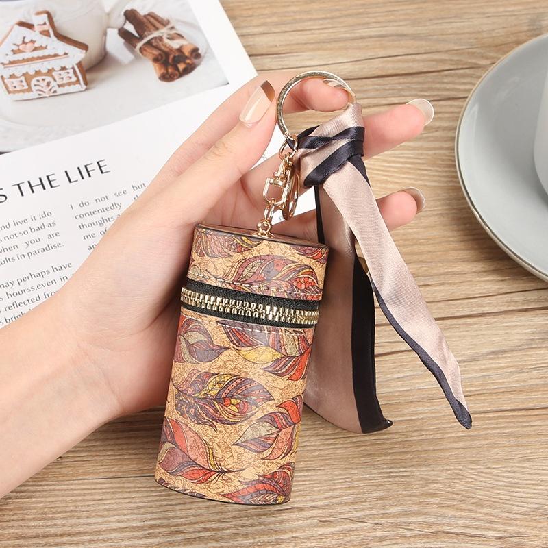 Vintage Mini Bucket Coin Purse Embroidery Lipstick Storage Bag Keychain Earphone Bag Small Bag Pendant  Accessories