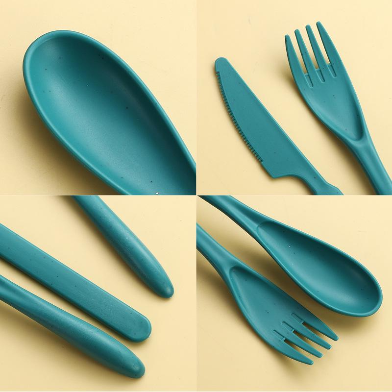 Wheat Straw Travel Cutlery Set: Knife, Fork, Spoon with Storage Box