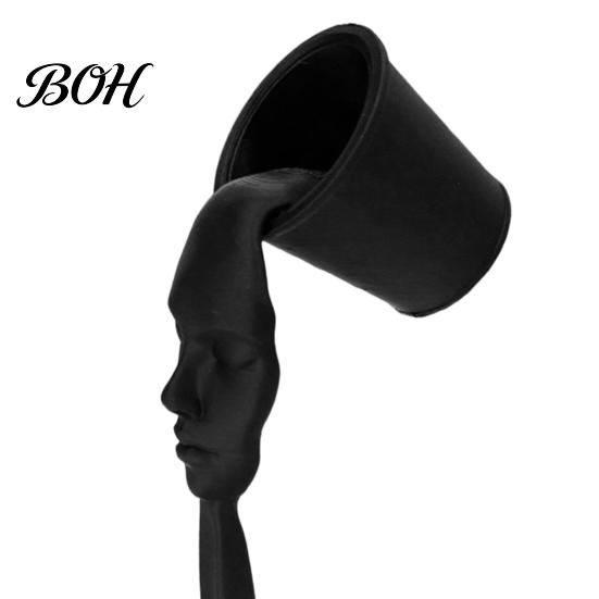 Minimalist Face Sculpture Abstract Human Sculpture, Surrealism Artistic Statue, 3D Printed Figurine Modern Black Floating Bucket for Home Table Shelf