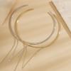 Punk style double-layer v-shaped open choker necklace, simple metal glossy plain collar jewelry