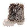 Winter Women's Versatile Fashion Platform Fluffy Booties  New Warm Thickened Cold-proof Cotton Shoes