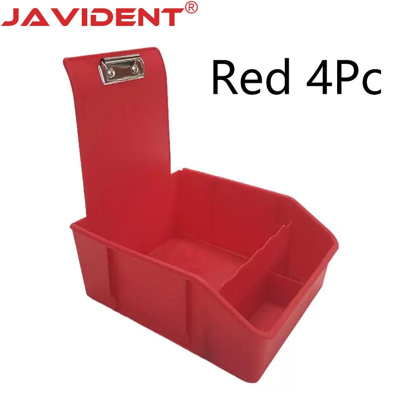4Pc Dental Extra-Large Transfer Box Laboratory Divided Work Tray Colored Plastic Model Transfer Box Metal Clip Storage Box