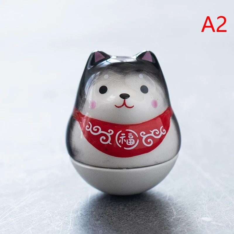 Japanese Creative Gift Ceramic Dog Car Ornament Fortune Flower Pet Doll Home Accessories Office Decoration