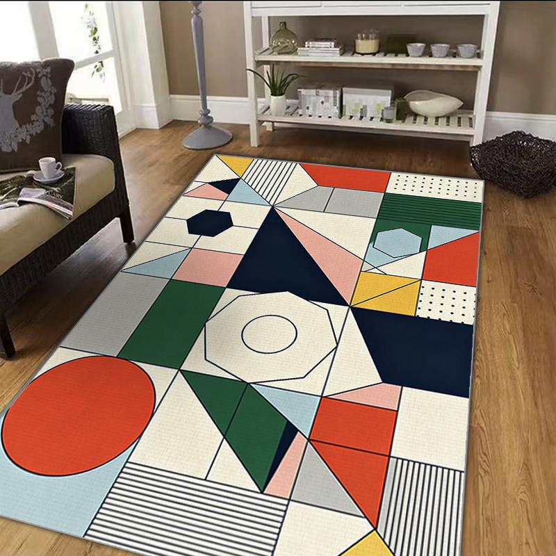 VIKAMA Abstract Geometric Crystal Flocking Bedside Carpets for Living Room Sofa Doormat Tables Mat Kitchen Non-slip Floor Rug
