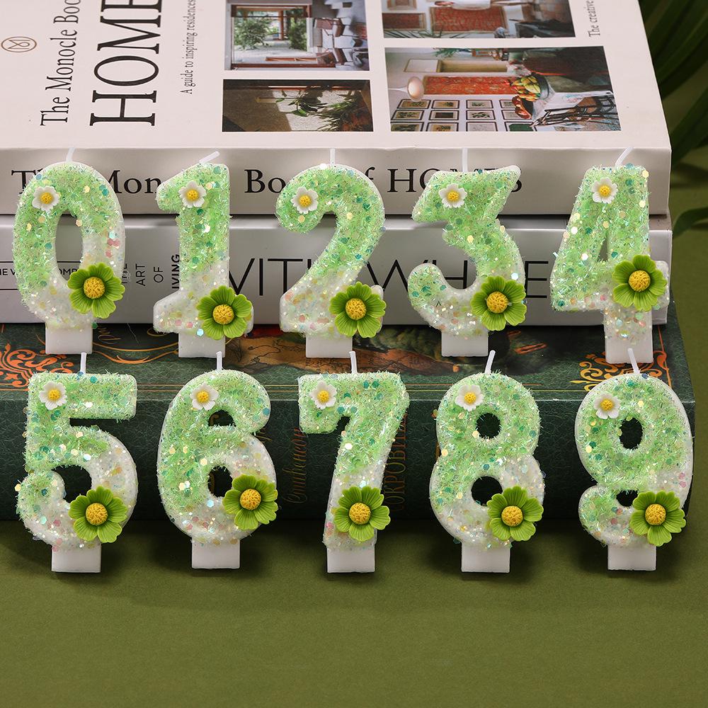 Forest Daisy Number Candles - First Birthday Cake Decorations