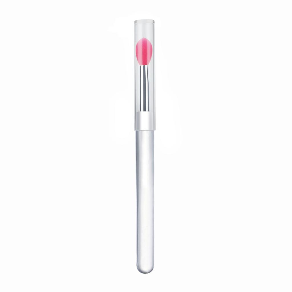 1 Pcs Portable Silicone Lip Brush With Cover Soft Lipstick Brush Washable Without Staining Transparent Handle Lip Makeup Brush