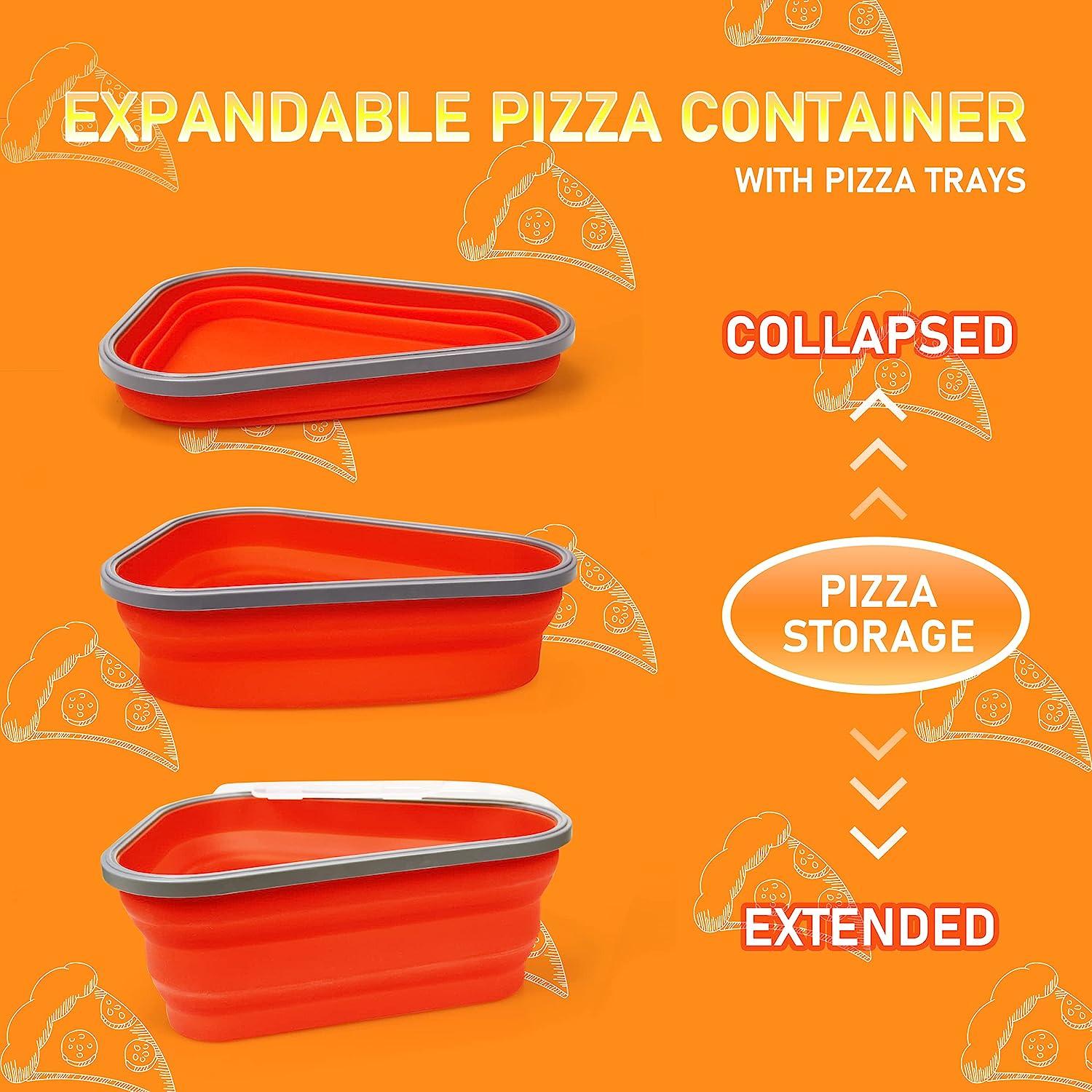 

Контейнер для хранения пиццы с подносом для микроволновой печи Многоразовый расширяемый силиконовый контейнер для хранения ломтиков пиццы красный