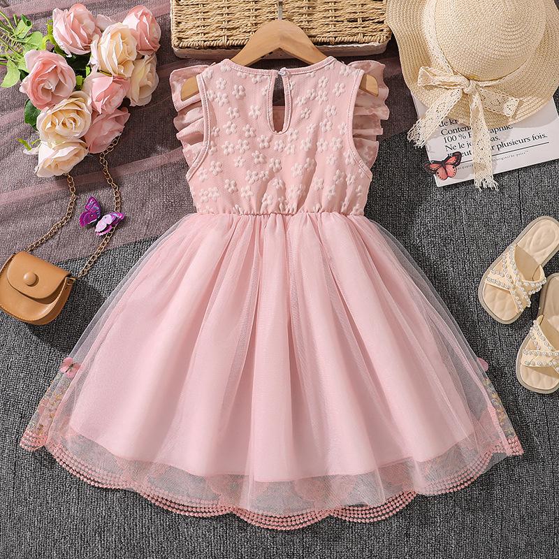 Girl Short Sleeves Dress Children Kid Casual Summer Beach Sundress Princess Dresses Clothes