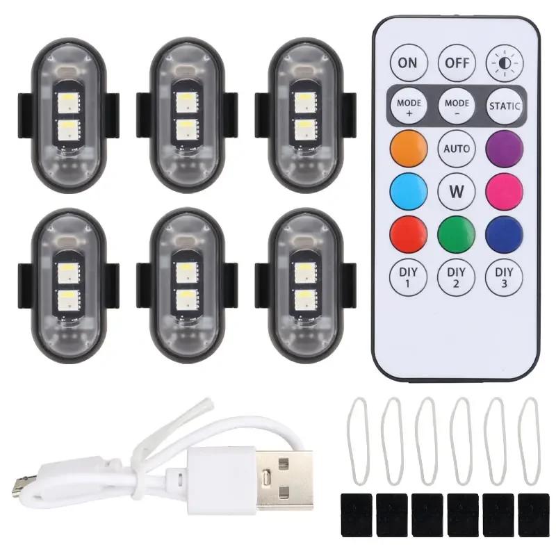 1/6pcs Wireless LED Strobe Lights with Remote Control, 8 Colors USB Charing Waterproof Emergency Warning Lights