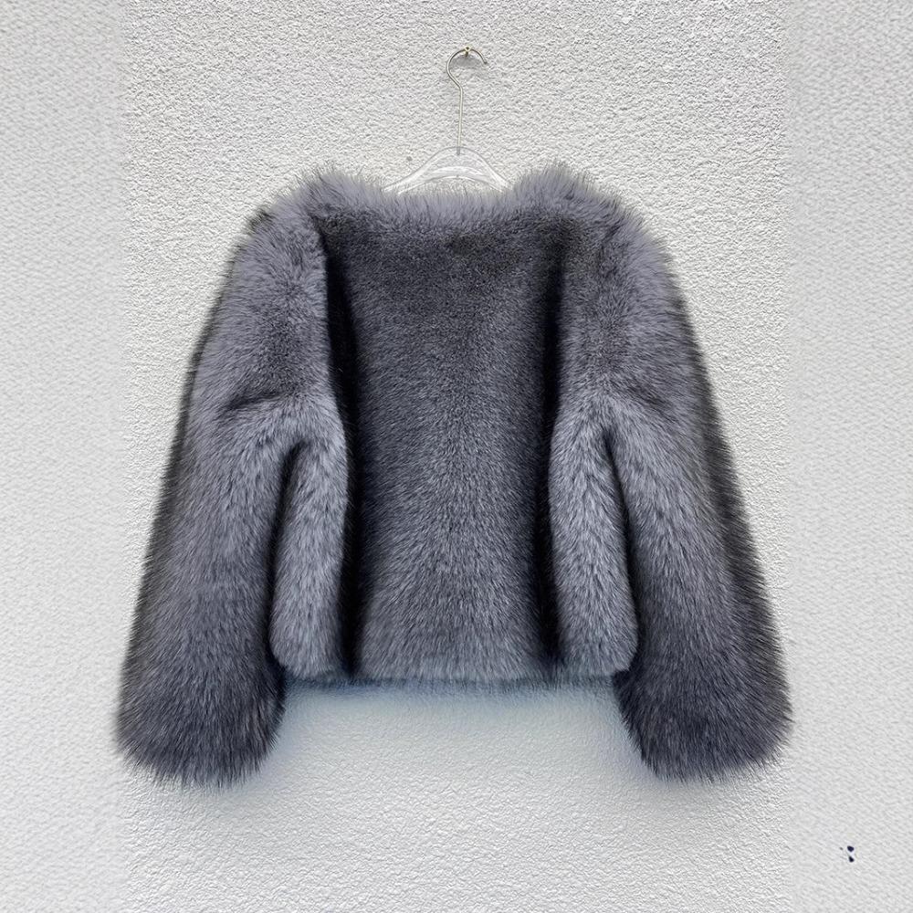 Fur Premium Imitation Fox Fur Environmentally Friendly Fur Coat Autumn and Winter V-neck Simple Women's Fur Coat