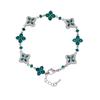TOPGRILLZ Eiskaltes Klassisches Messing Armband Damen Verstellbar Vierblättriges Kleeblatt Kettenarmband Mit 5A+ Zirkonia Für Party