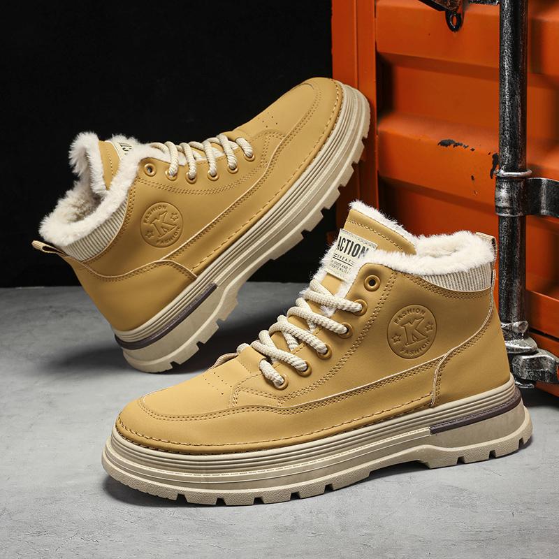 

модные мужские зимние модные ботинки на платформе 2024 новые бархатные теплые короткие ботинки мужские уличные ботинки для отдыха на свежем воздухе нескользящие тренировочные ботинки