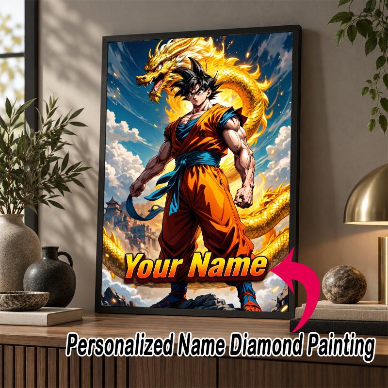 Personalized Dragon Ball Goku Diamond Art Custom Name 5D Diamond Painting Full Drill DIY Craft