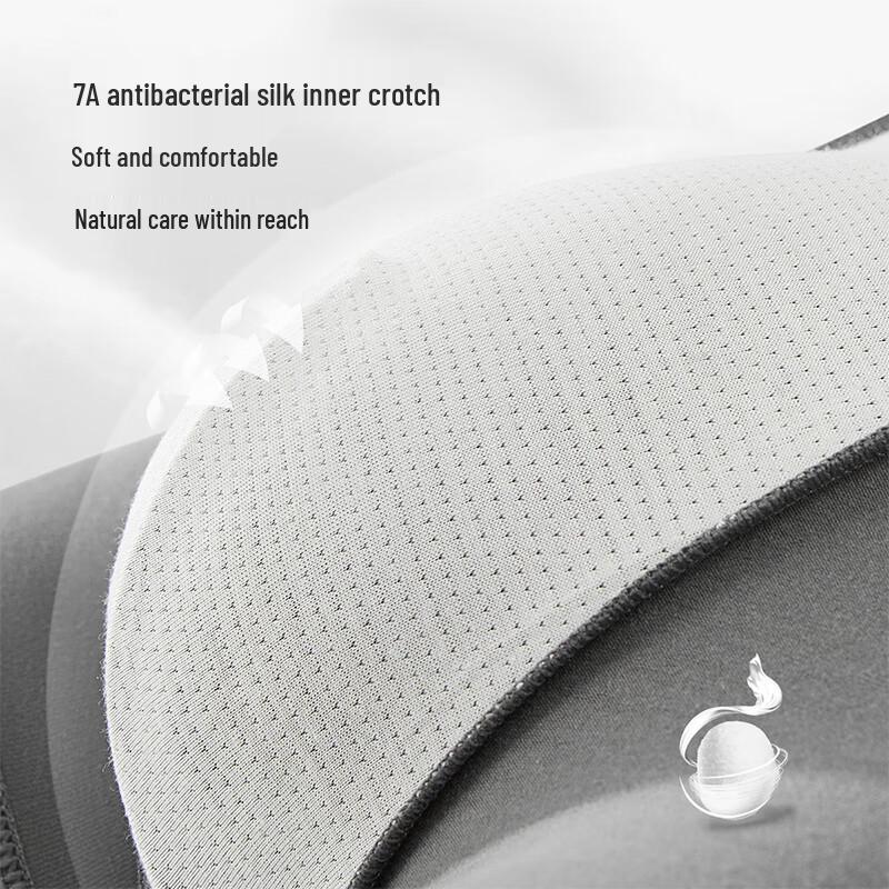 Men's 7A Antibacterial Cotton Boxer Briefs with Silk Crotch