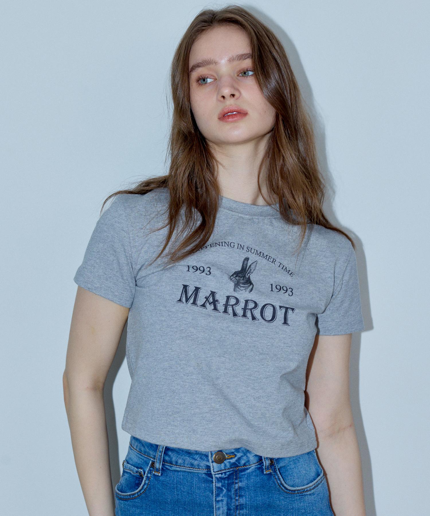 Marot Holiday Rabbit Crop T-Shirt_Gray Grey