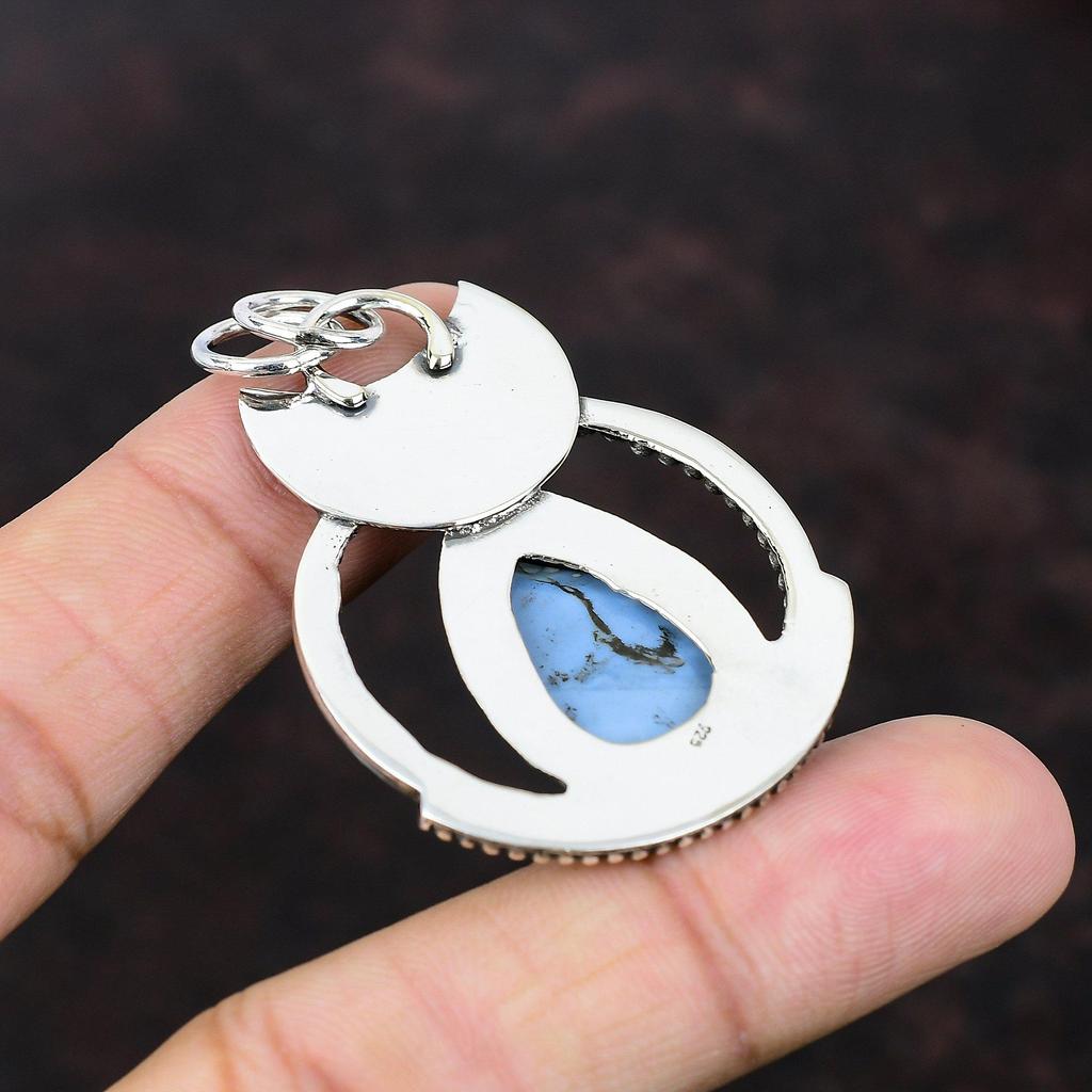 Owyhee Blue Opal Pendant Top Quality Gemstone Jewelry 925 Sterling Silver Pendant Handmade Stylish Jewelry Gift For Mother Brand New Jewelry