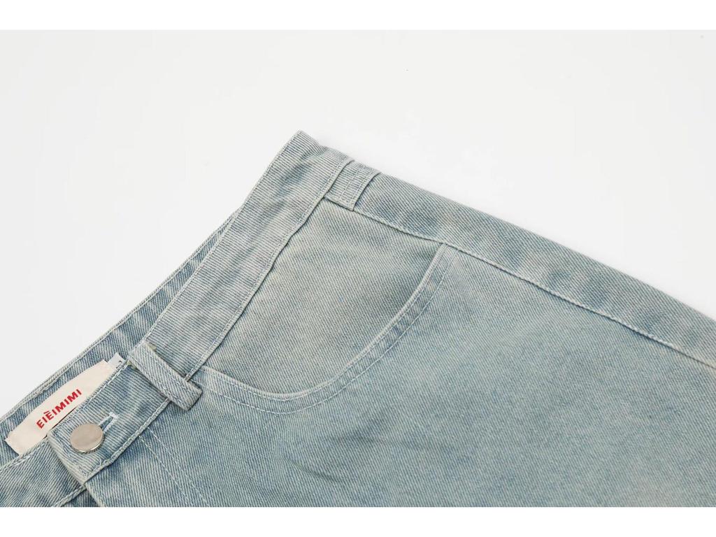 Unisexowe szorty dżinsowe w amerykańskim stylu z kolorowym napisem Dopamina: Wiosenno-letnie luźne spodnie cropped