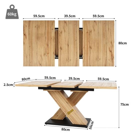 Telescopic Dining Table Heavy Duty Kitchen Table 60Kg Max Bearing Minimalist Style Pull Out Extendable Table for Dining Room