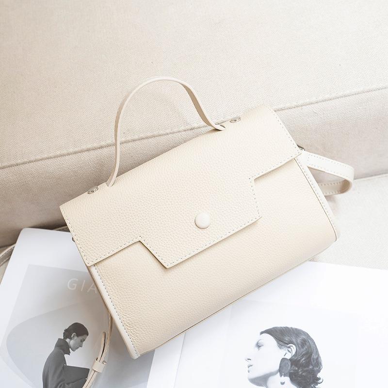First layer cowhide bag women's versatile handbag new niche simple messenger bag commuter shoulder bag