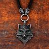 BEIER 2023 New Style Viking Stainless Steel Wolf Head Green Pendant Double Wolf Heads Necklace Animal Jewelry Gift