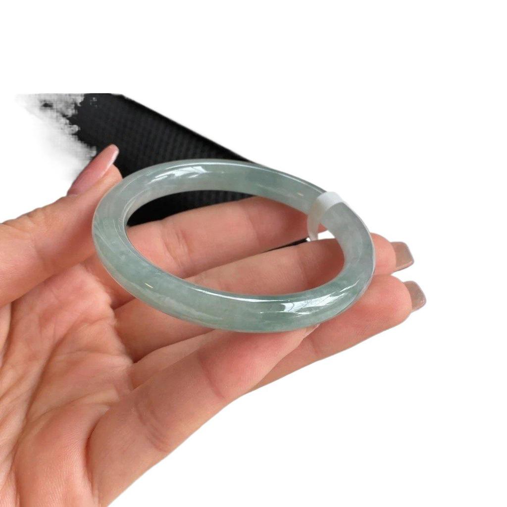 Myanmar Natural Grade A Light Green Jade Bracelet - Thin Round Bar for Women - Free SF Express Shipping
