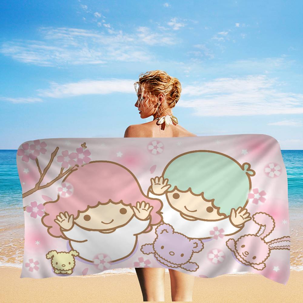 Cartoon Cute Little Twin Stars Microfiber Beach Towel Absorbent Quick Dry Soft Yoga Swimming Resort Mountain Climbing Towel