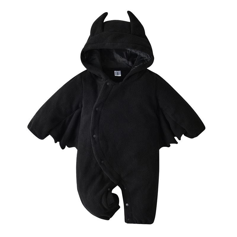 Halloween Fledermaus Baby Strampler: Kapuzen-Kleiner Teufel Kostüm für Kinder 80 (6-9 months, 0.2kg) schwarz