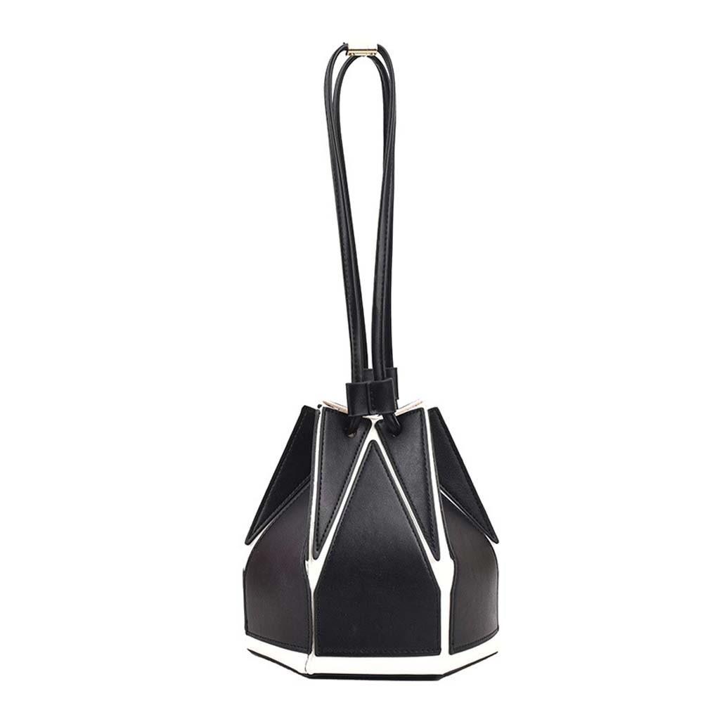 Versatile Lady Foldable Messenger Bag Contrast Color Personalized Design Drawstring Small Tote Solid Color Anti-splash Water