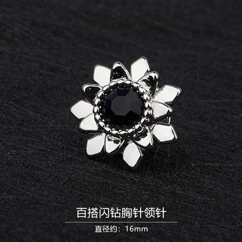 Gift Box Men'S Fashion Temperament Crystal Brooch Collar Pin Suit Brooch Collar Pin Trend Corsage
