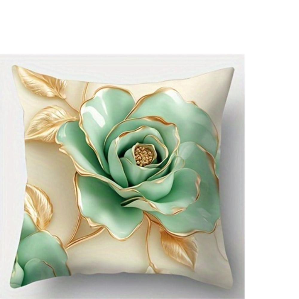 Green & Gold Leafy Elegance PillowcasesLiving Room Sofa Cushion Cover, Soft and Comfortable, Bedroom Room Decoration