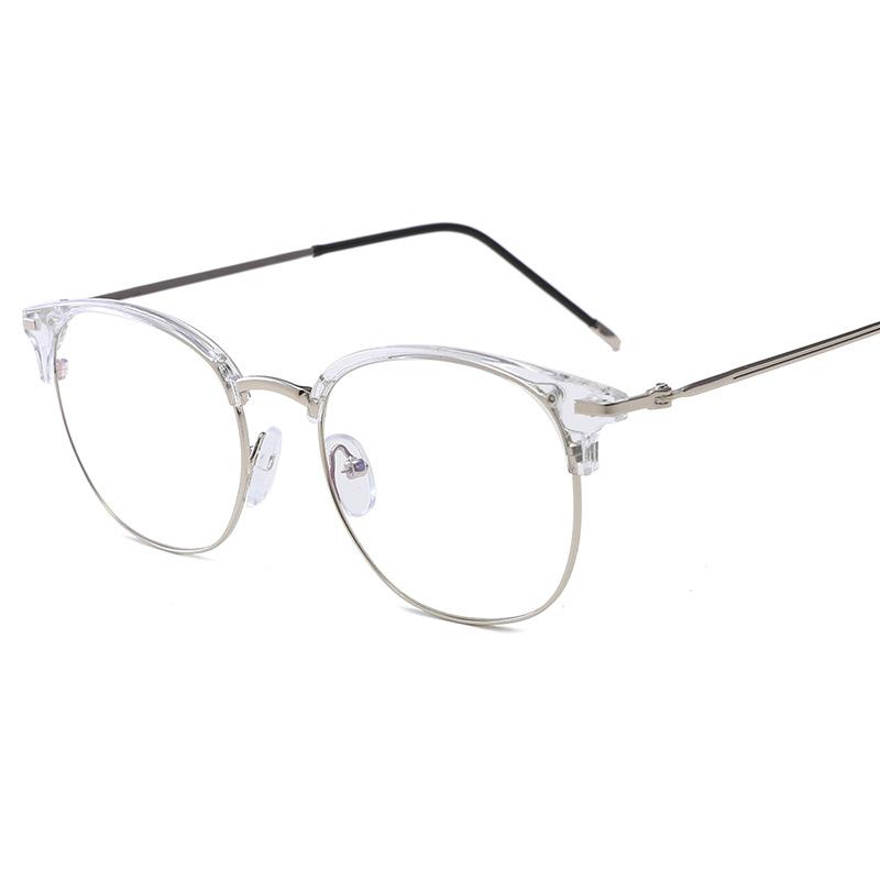 

New Fashion Personality High-quality for Women and Man Round Retro Metal Half-frame Ultra-light Unisex Flat Glasses