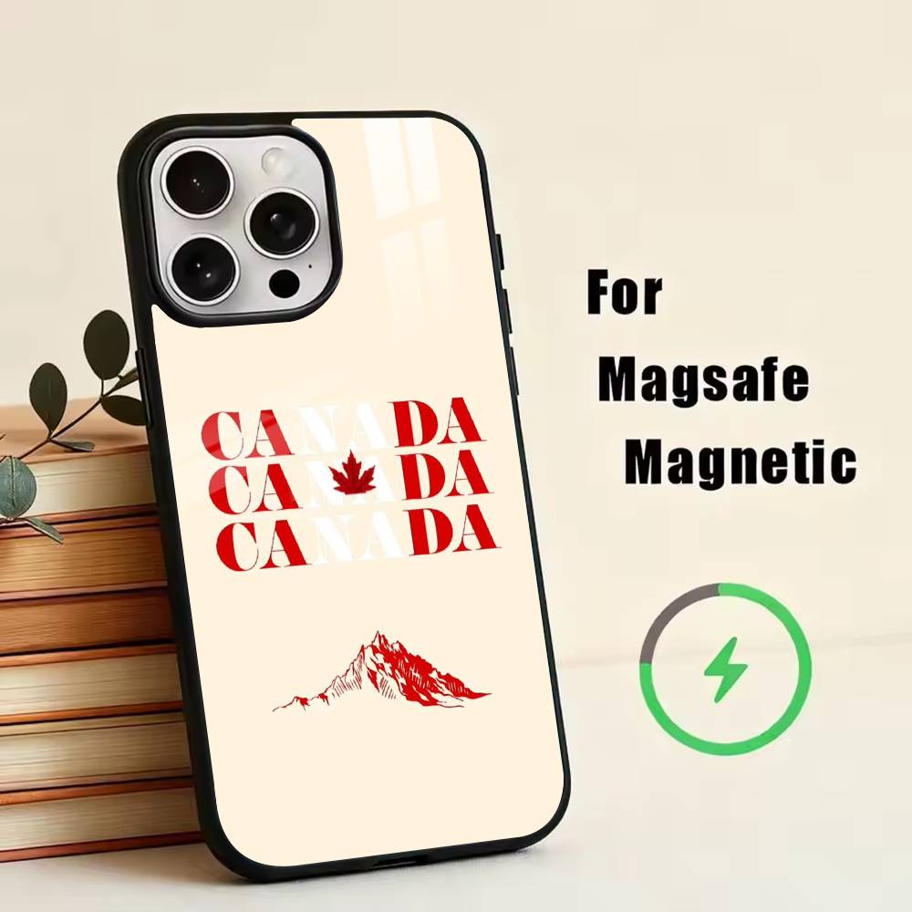 Canada Flag Aesthetic Phone Case For iPhone17,16,15,14,13,12,11 Plus,Pro Magnetic For Magsafe Wireless Charging