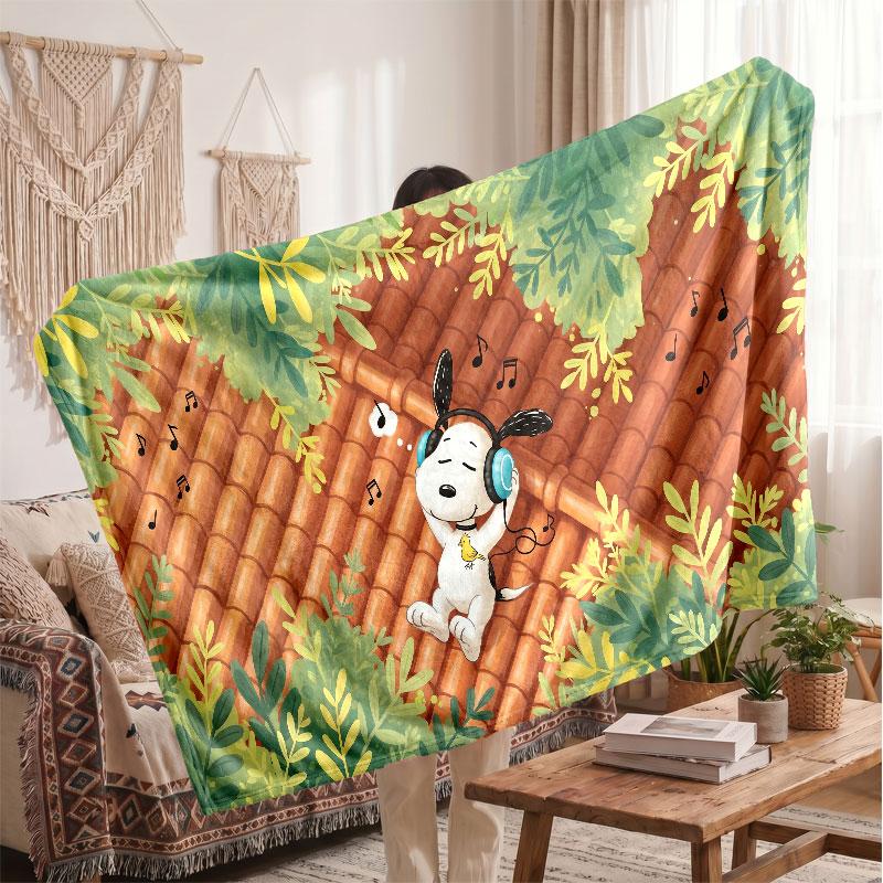 Warm Flannel BlanketSnoopy Peanuts Soft Cozy Throw Blanket for Bedroom Couch