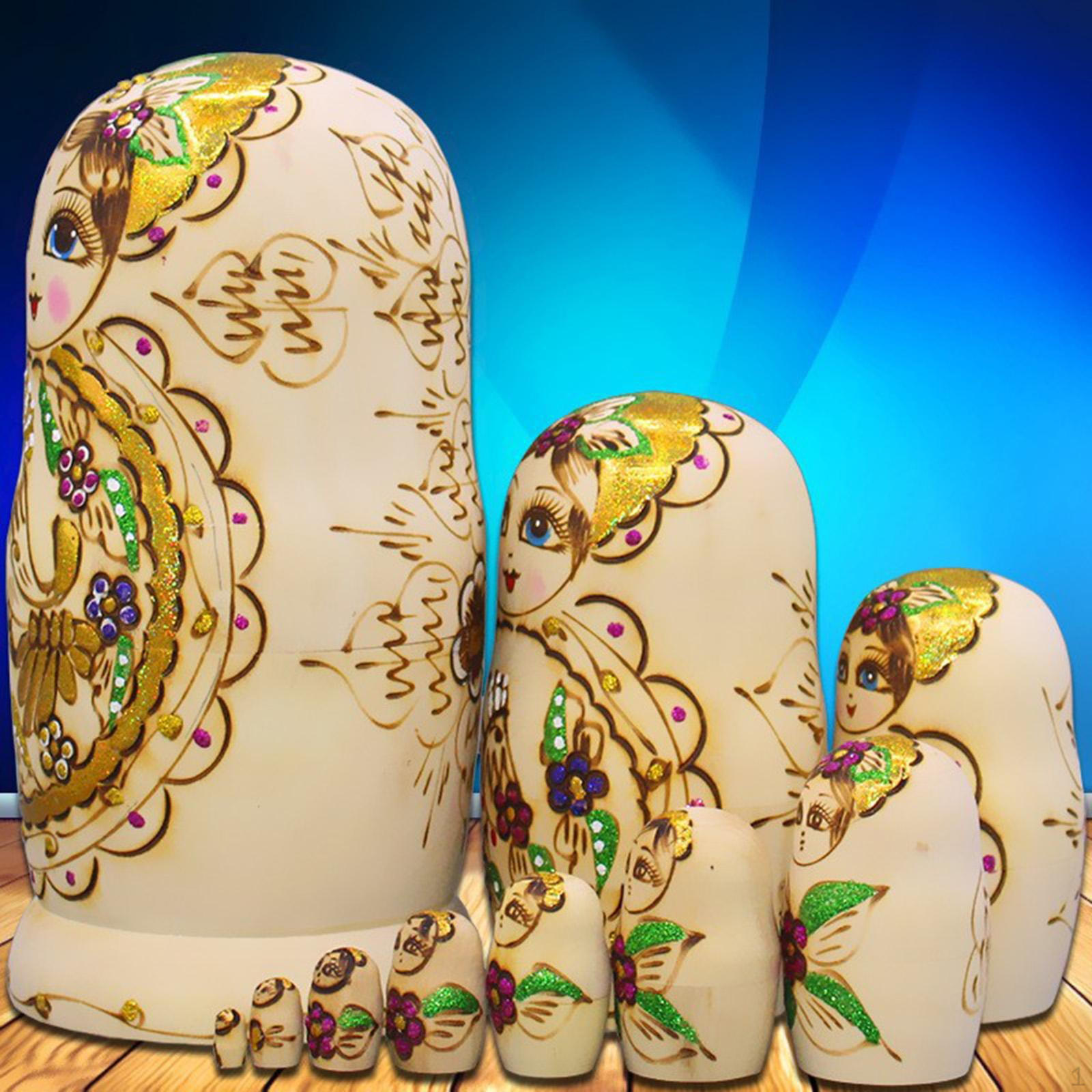 Расписная матрешка Деревянная пирамидка Украшение Матрешка для офиса 10 Layer Yellow