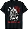 Odin Wolf and Raven Compass Runes Valhalla T-Shirt 100% Cotton O-Neck Short Sleeve Summer Casual Mens T-shirt Streetwear T-Sh...