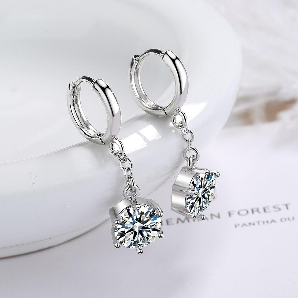 New 925 Sterling Silver Earrings Inlaid Zircon Crystal Ear Buckles For Girls Glamour Jewelry Gifts