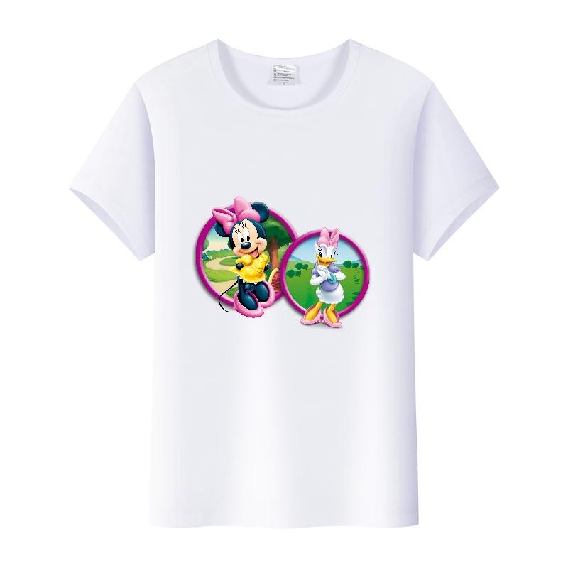 Casual Disney Cartoon Minnie Summer Blouses Men T-shirt White 2000s Tees Women Tshirt Ladies Mickey Mouse Tops Oversized Clothes