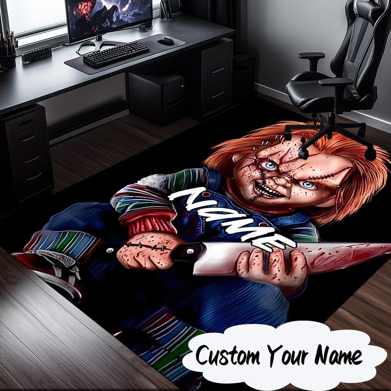 Custom Name Chucky's Bloody Tale Carpet, Chair Rug,Area Rug for Office Bedroom living rooms bedroom, Doormat decor Christmas fan gifts
