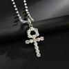 Necklace Single Row Diamond Chain Cross Key Pendant Hip Hop Necklace