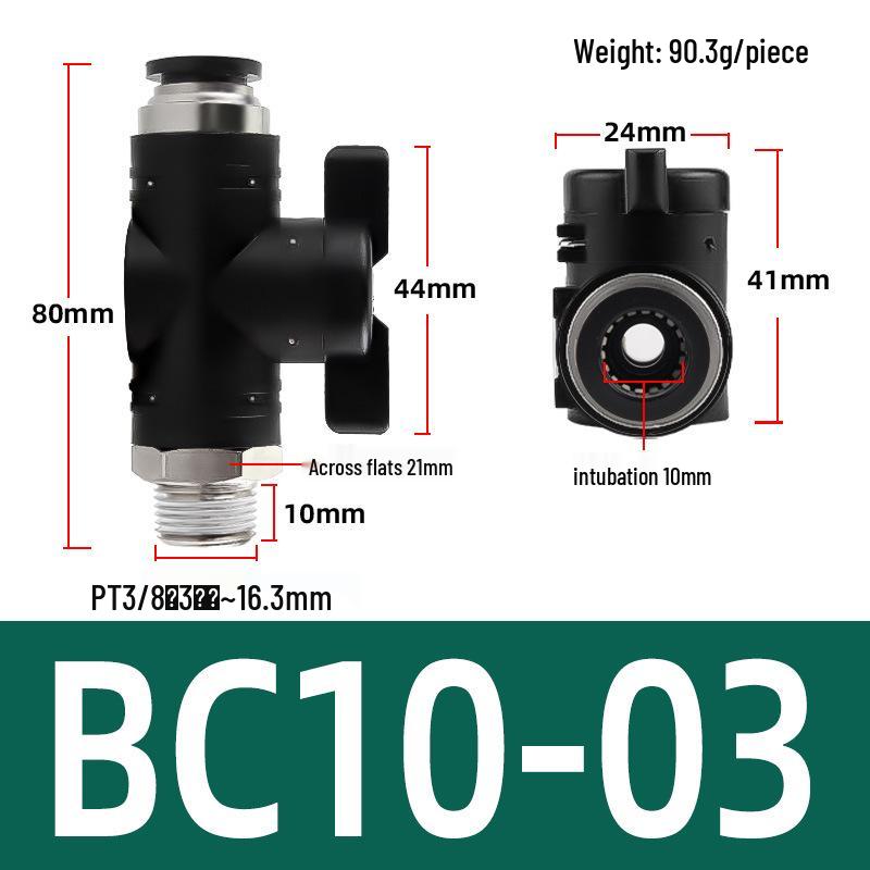 Pneumatic Hand Valve Set with Quick-Plug Connectors BUC 4/6/8/10mm