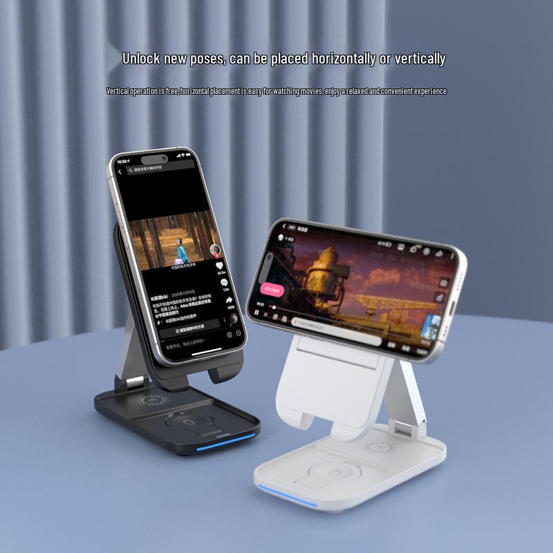 Foldable 15W Magnetic Wireless Charger: 3-in-1 Multifunctional Charging Station for Apple Devices.