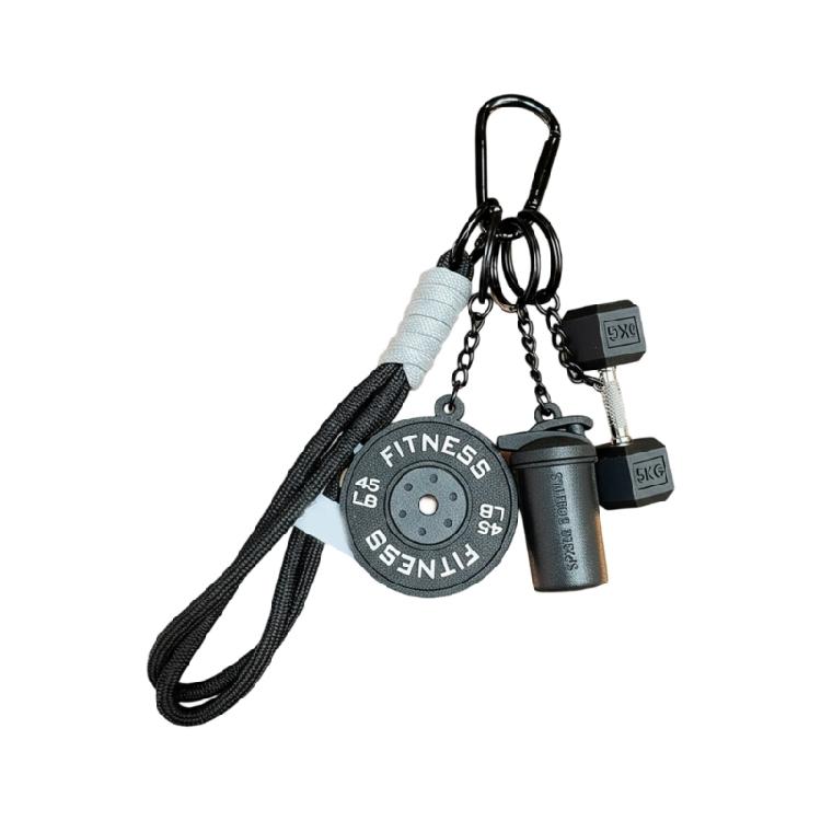 Simulated Workout Gear Keyring Detachable Barbell Charm Soft Silicone Design For Keys And Backpacks
